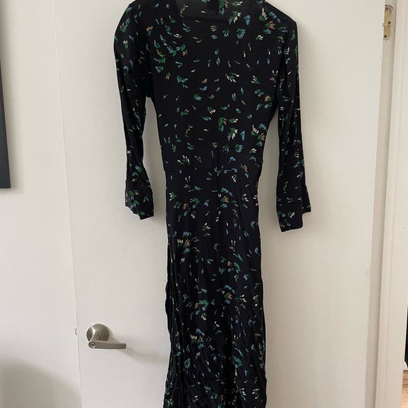 Ganni Black Floral Wrap Georgette Dress -Size 40, about size 8 - Picture 6 of 8